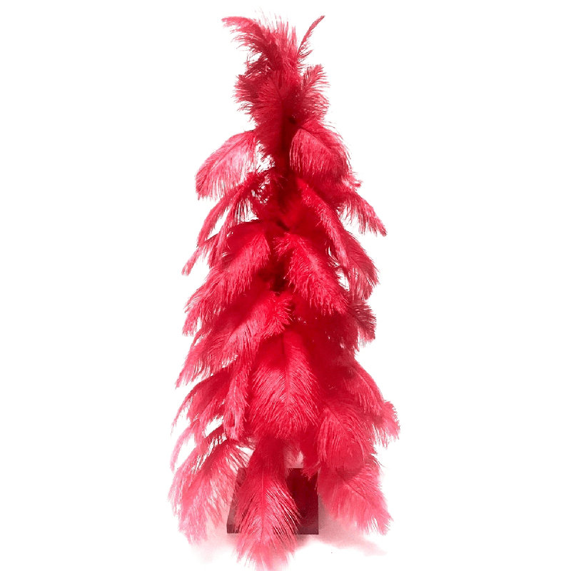 The Holiday Aisle Red Ostrich Feather 3' Artificial Christmas Tree